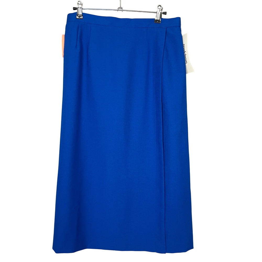 Vintage Nordstrom Pencil Skirt Deadstock Blue Faux Wrap Professional Blue NWT